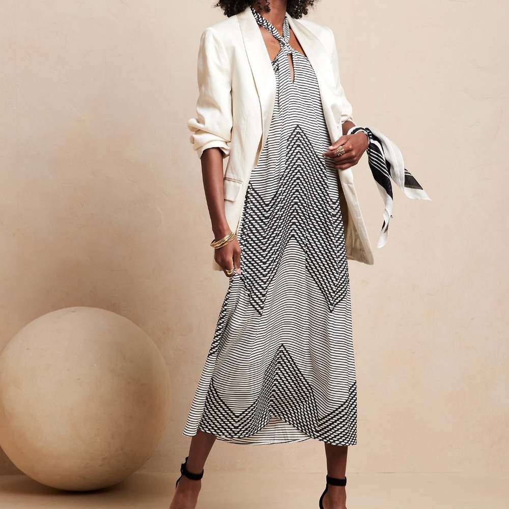 TWIST-NECK MIDI DRESS From Banana Republic Factory